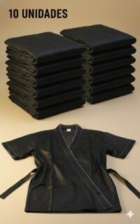 Bata kimono negra desechable, 1 paquete 10 unidades.