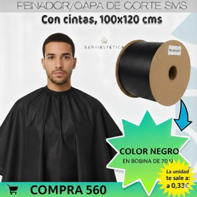 Peinador capa corte negra tnt 20grs. 560 Unds.