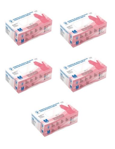 Guantes nitrilo color rosa tallas X 5