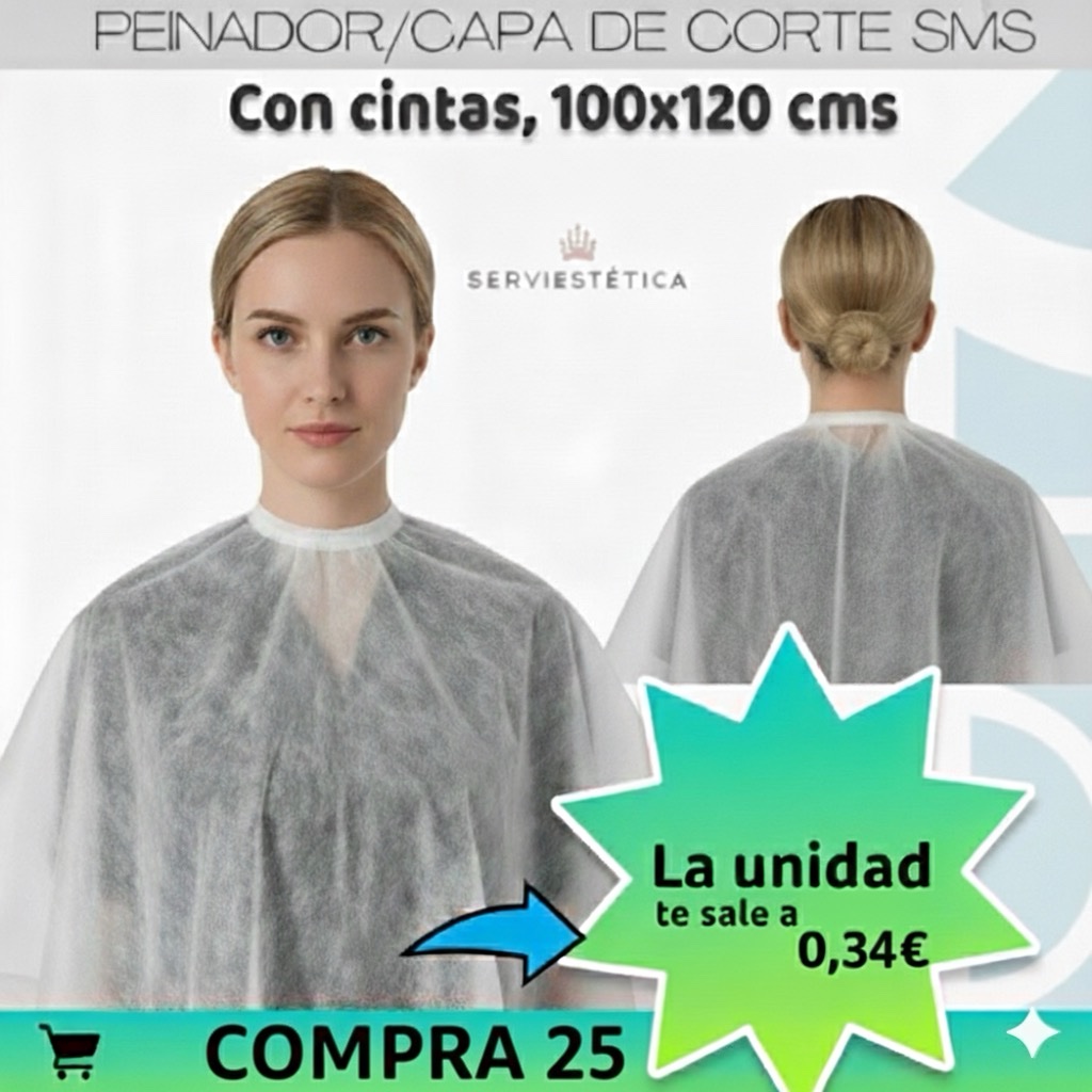 Peinador Capa Corte Desechable 15 grs. – Paquete 25 Unidades
