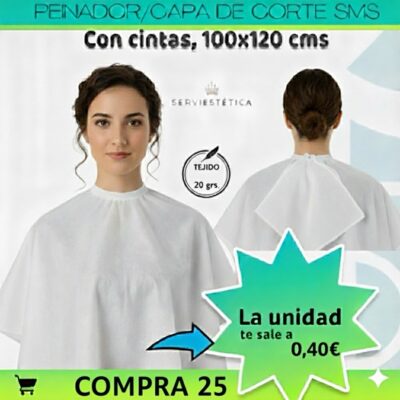 Peinador Capa de Corte Desechable 20 grs. – Paquete 25 Unidades SMS