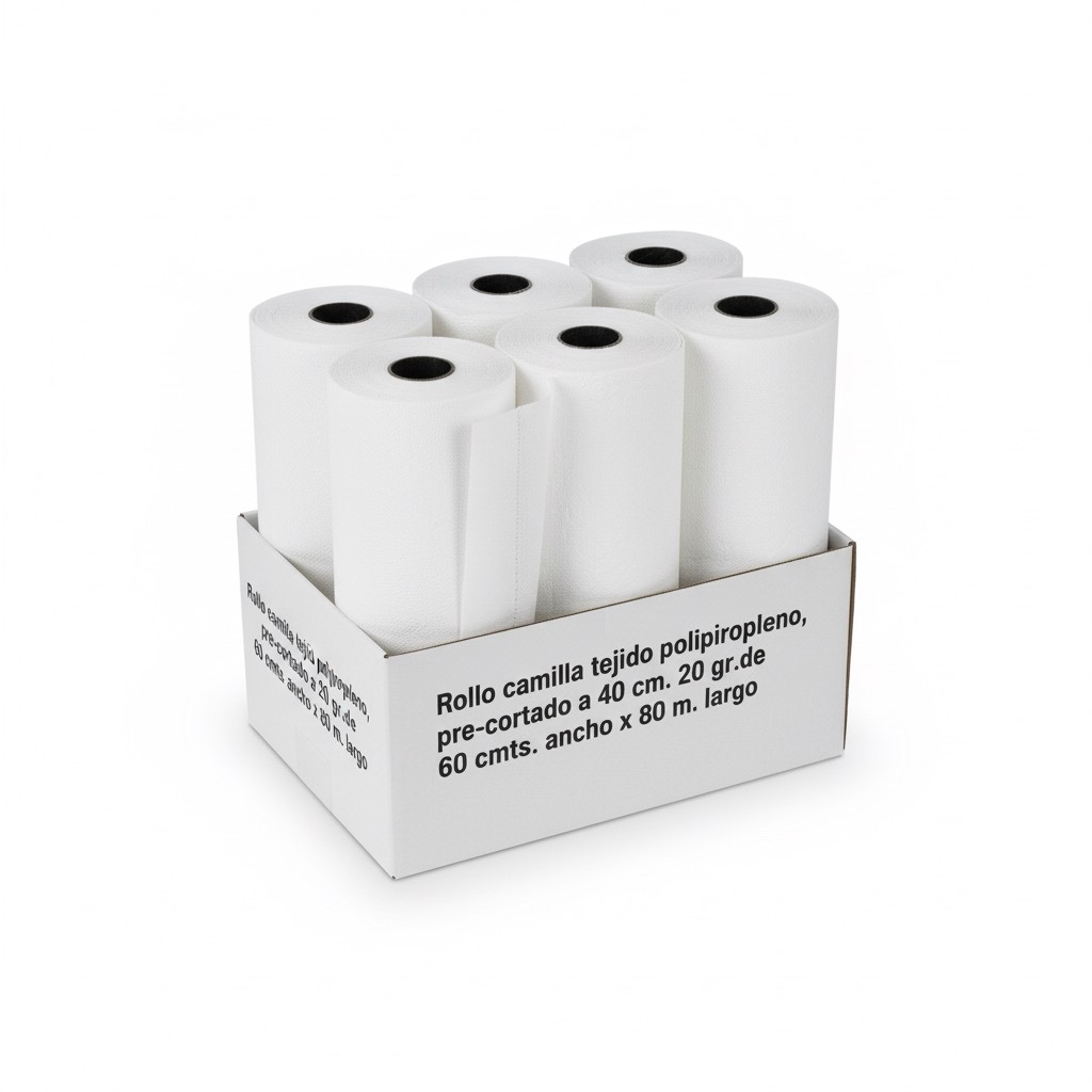 Rollo camilla tejido tnt con precorte, 80 metros 6 unidades